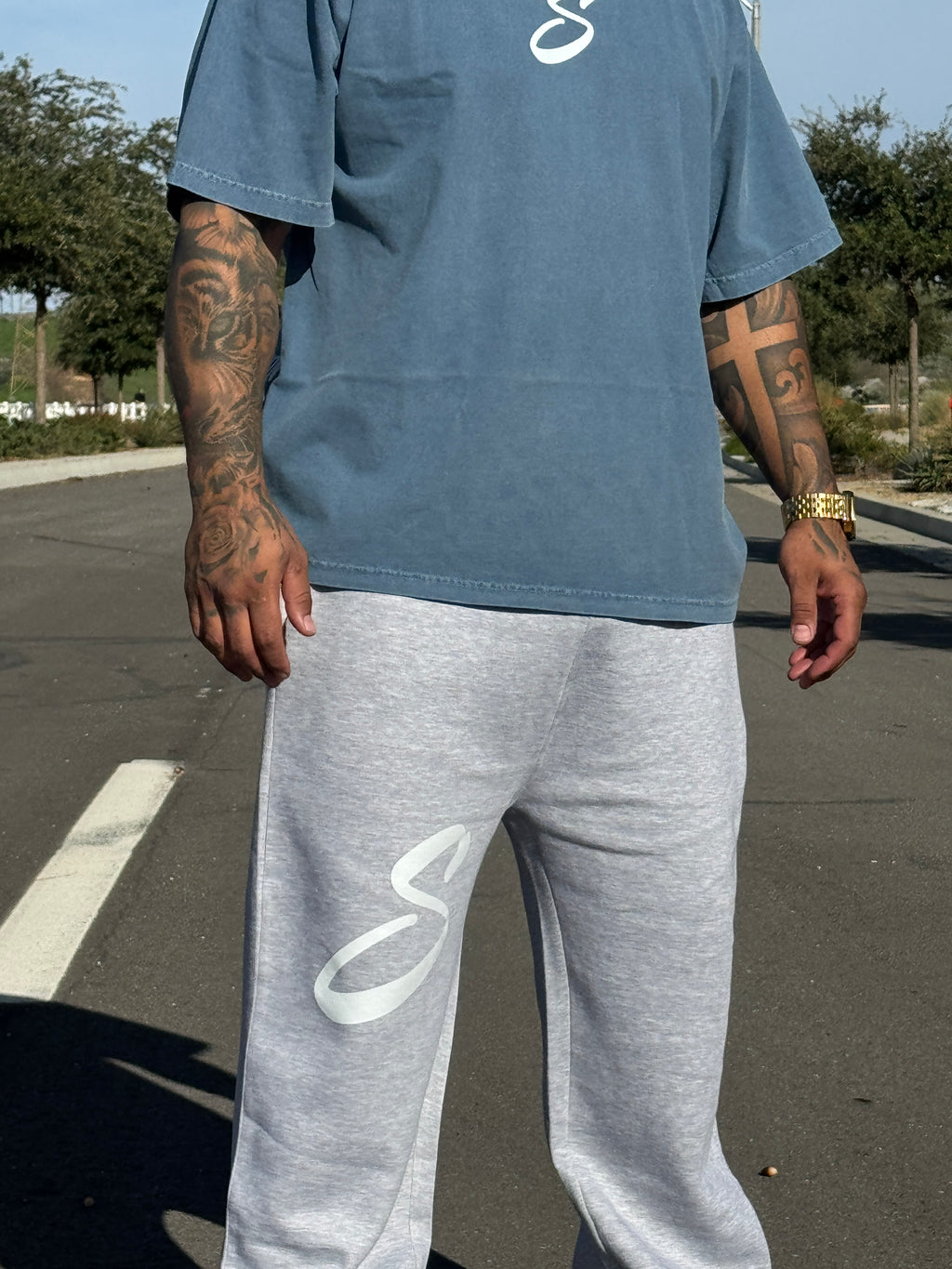 Heather Grey Flare Sweat Pants