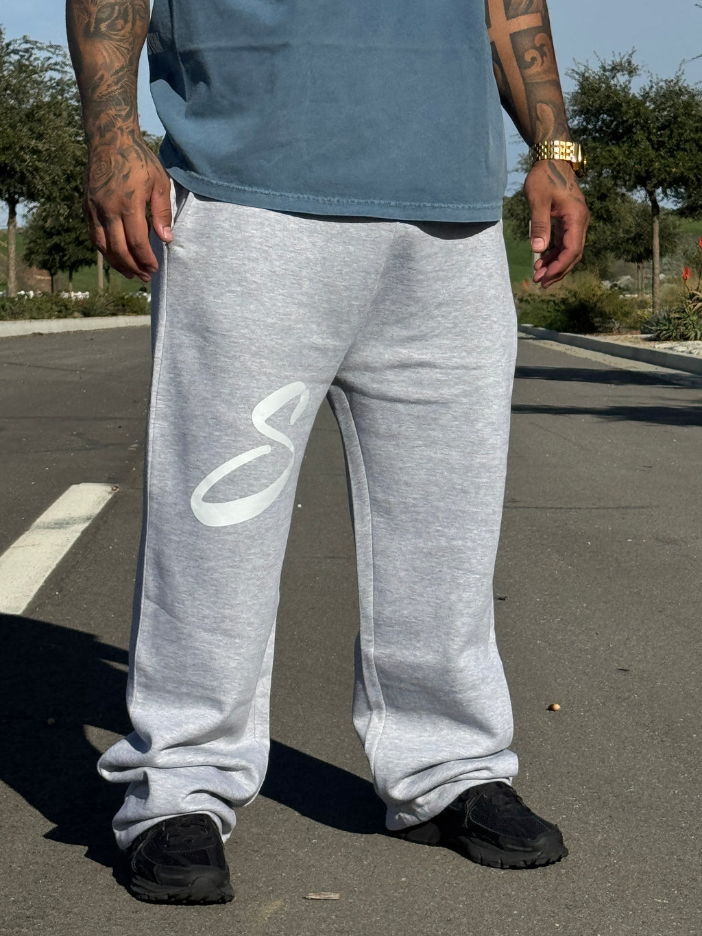 Heather Grey Flare Sweat Pants